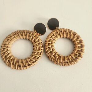 {2/$30} Woven and Gold Statement Earrings. New. Boho Twee Cottage Summer Cute